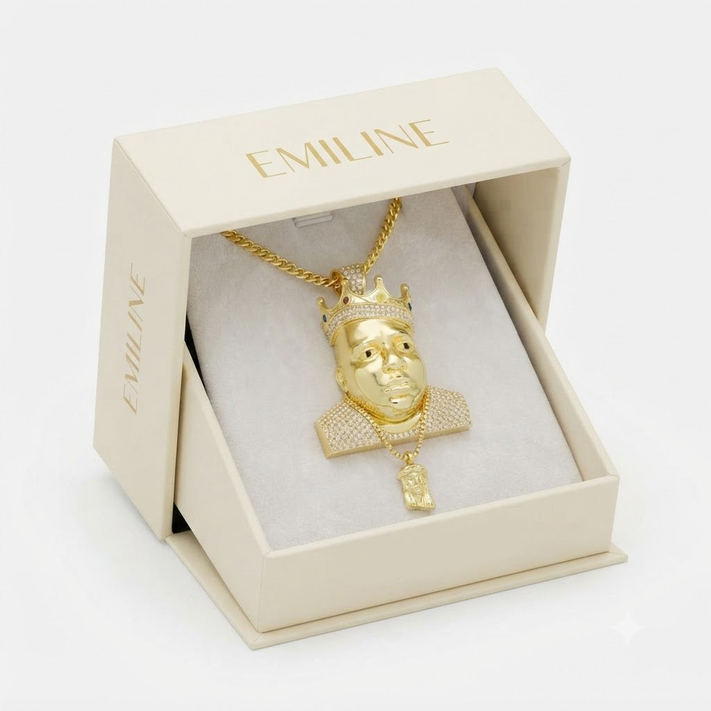Crowned King Face Diamond Pendant
