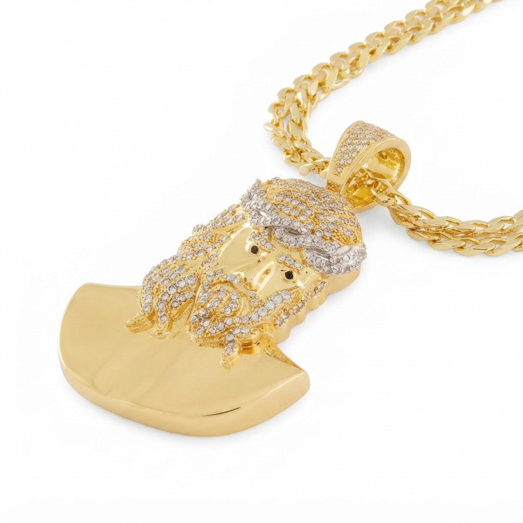 Iced Out Bearded King Bust Pendant
