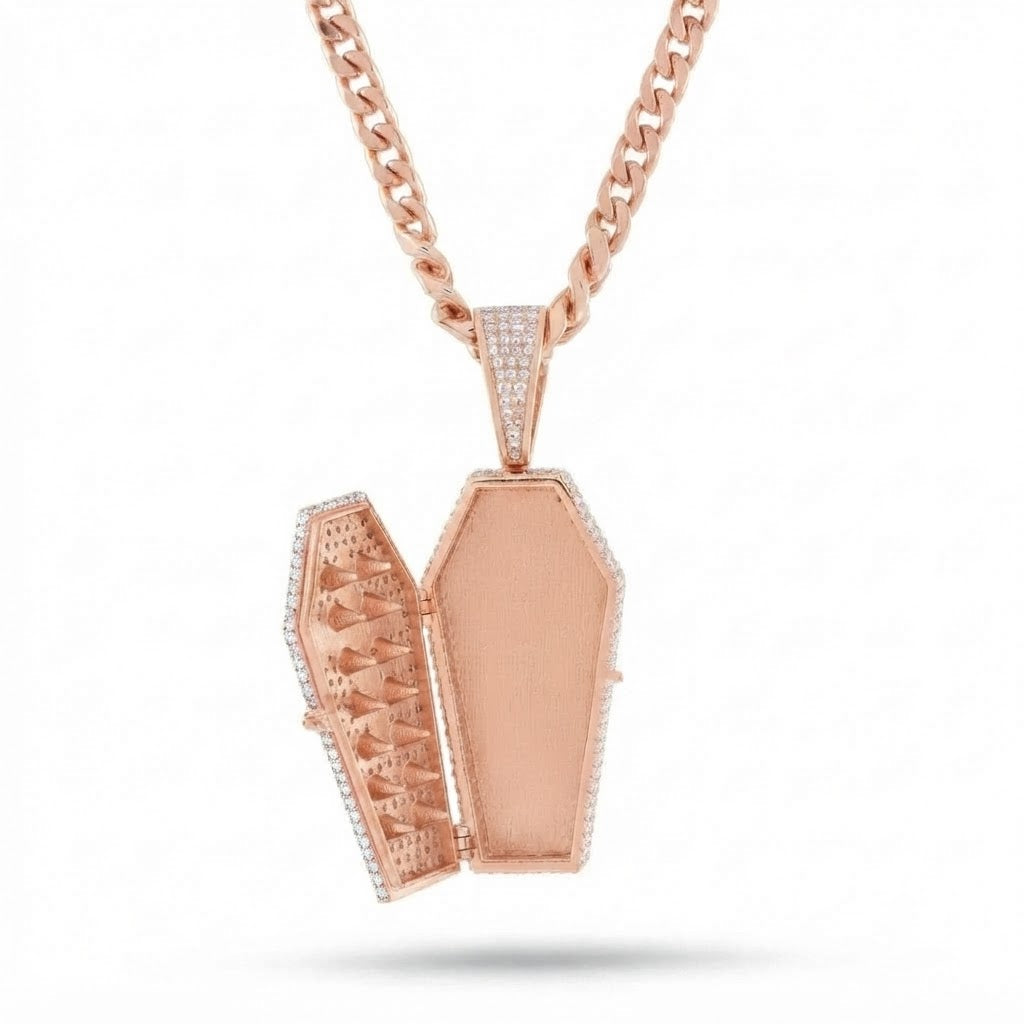 Cross Coffin Locket Diamond Pendant