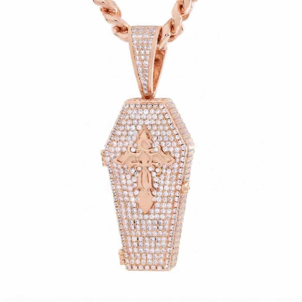 Cross Coffin Locket Diamond Pendant