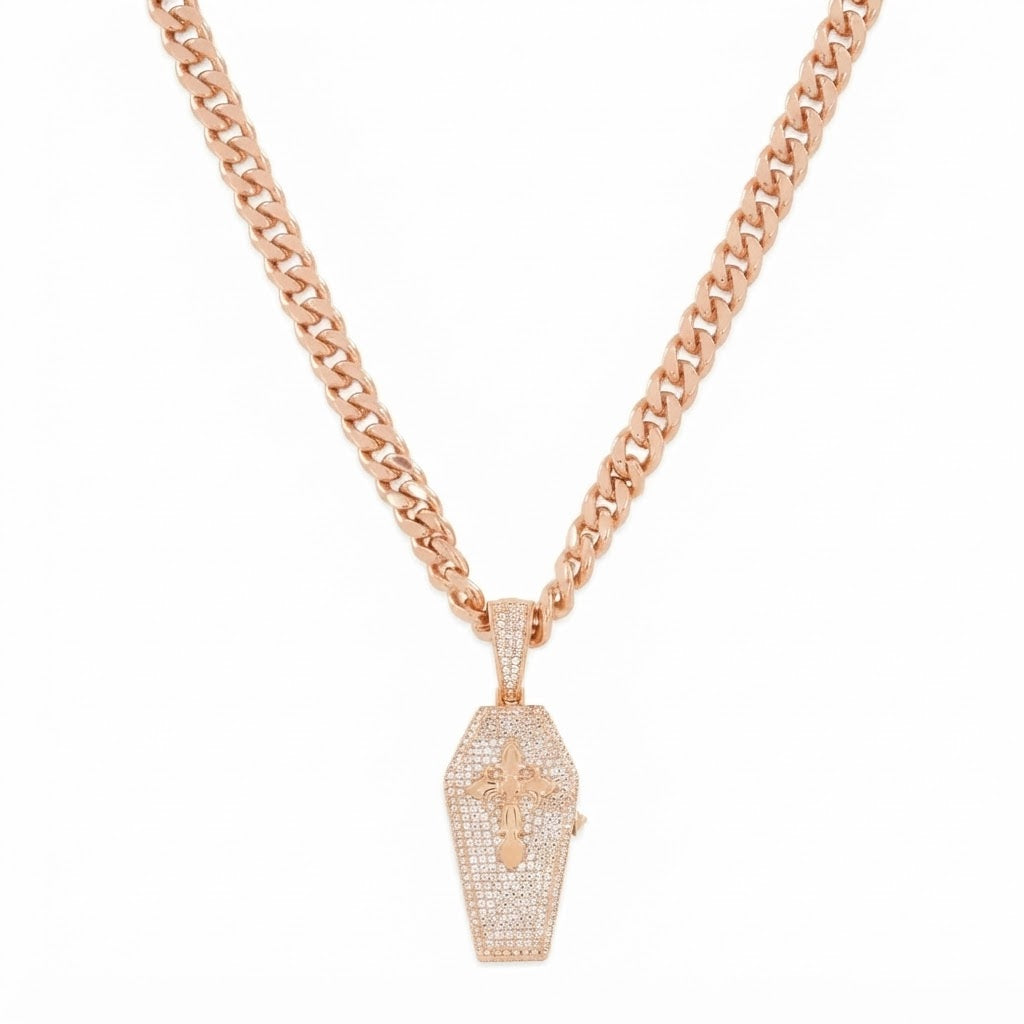Cross Coffin Locket Diamond Pendant
