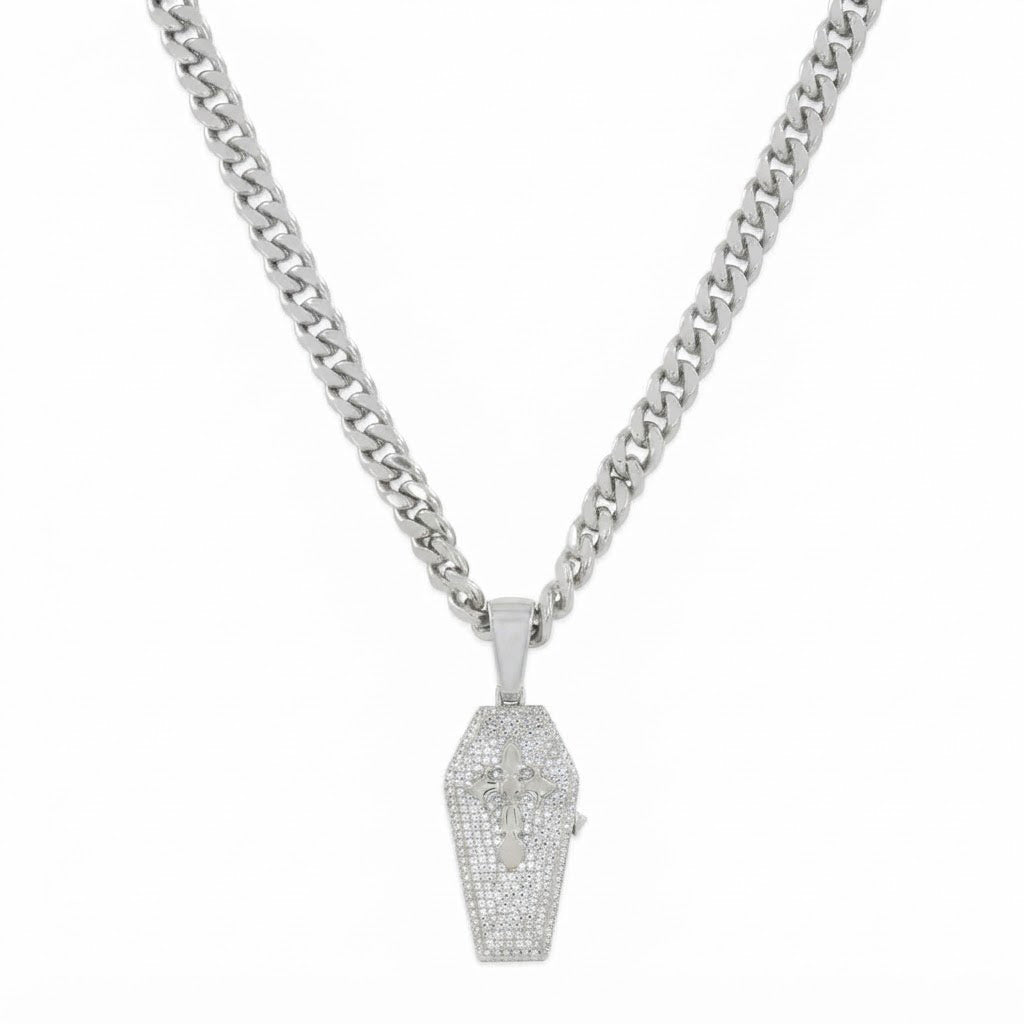 Cross Coffin Locket Diamond Pendant
