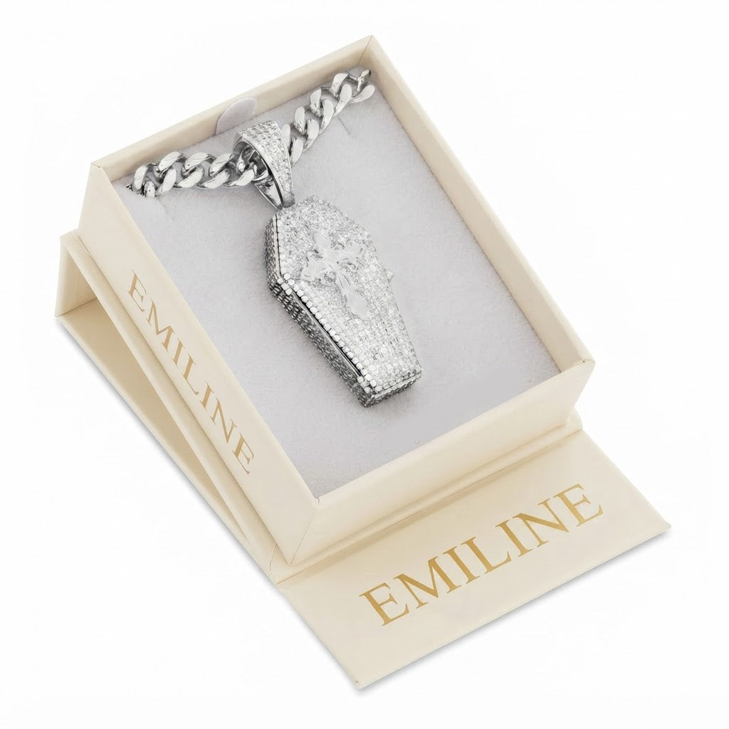 Cross Coffin Locket Diamond Pendant
