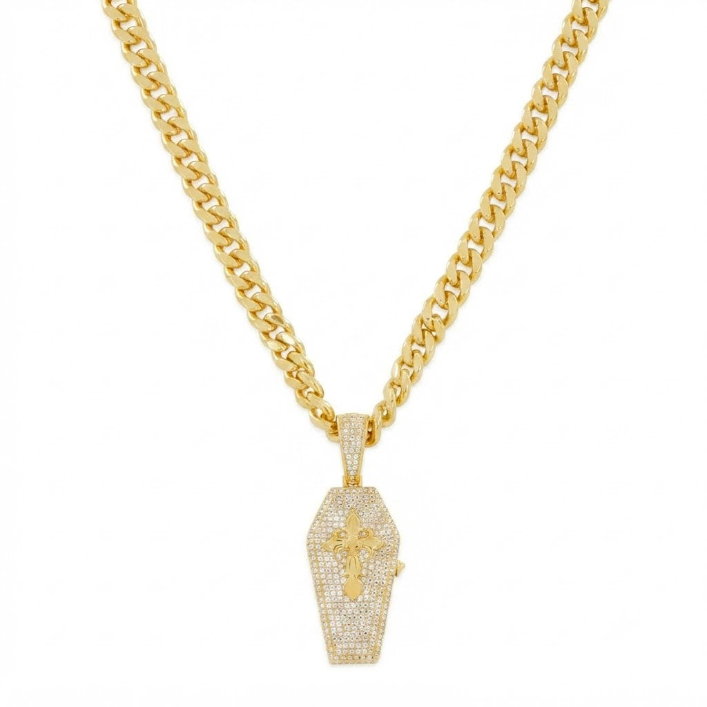 Cross Coffin Locket Diamond Pendant