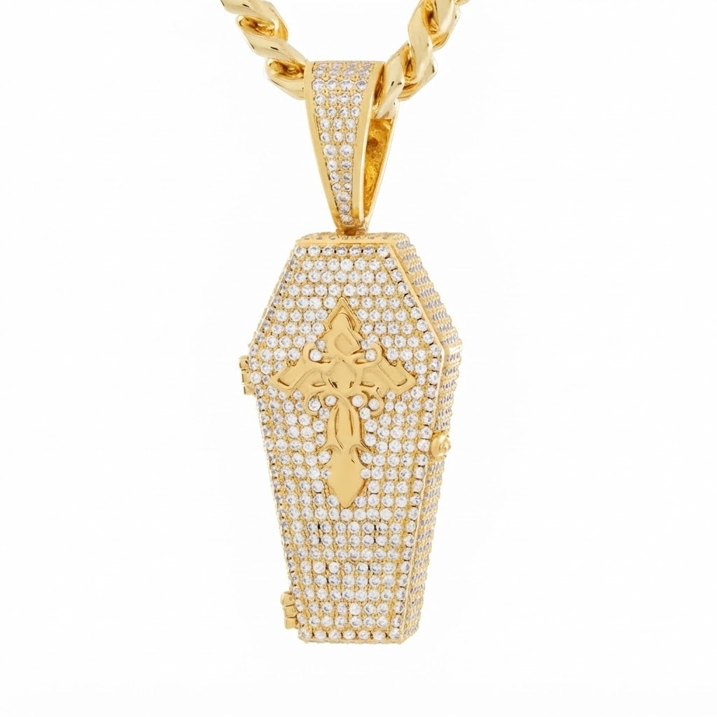 Cross Coffin Locket Diamond Pendant