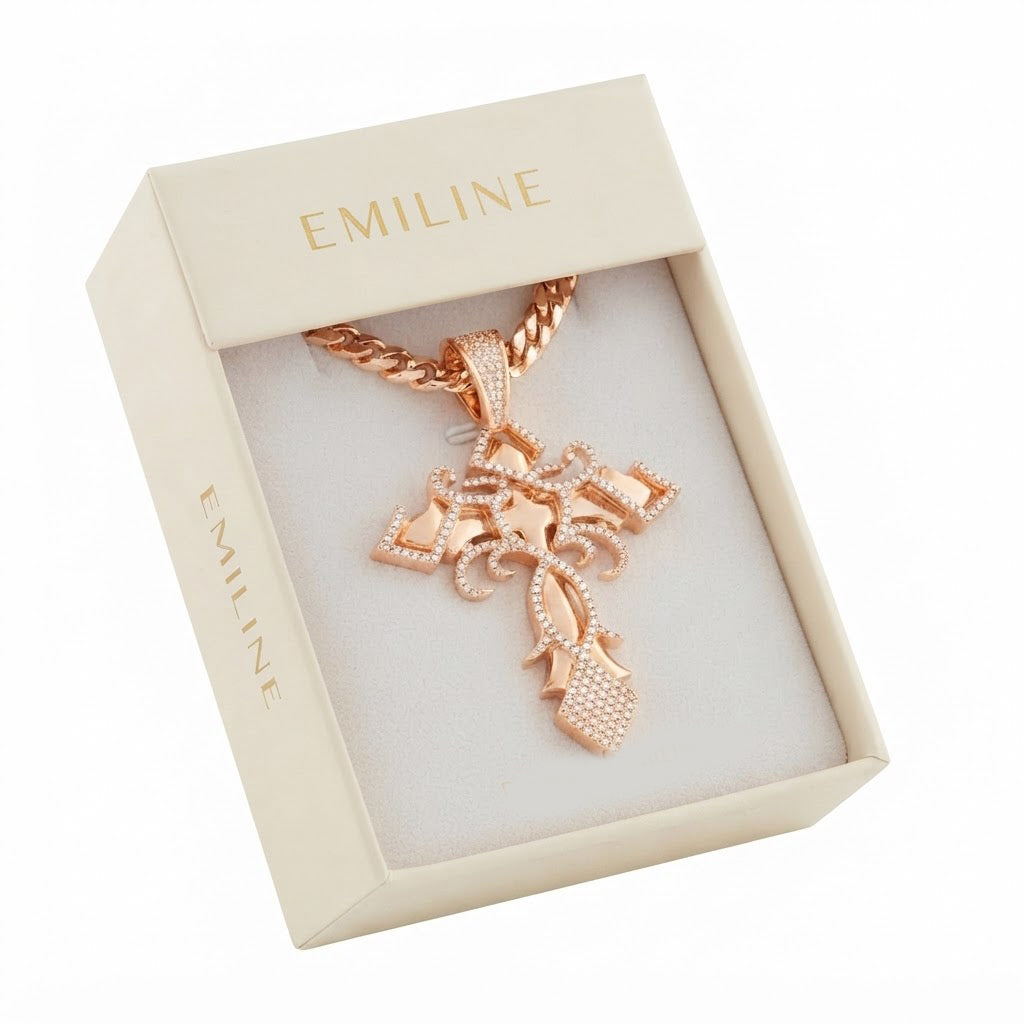 Fleur de Lis Cross Diamond Pendant