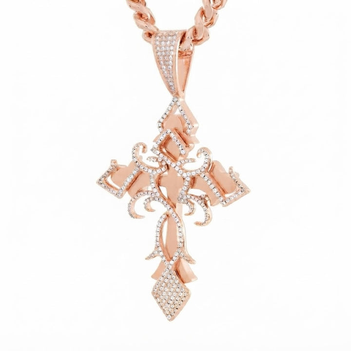Fleur de Lis Cross Diamond Pendant