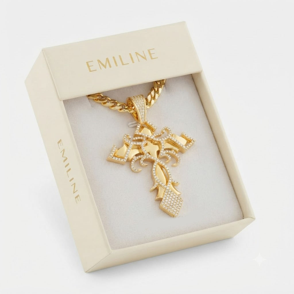 Fleur de Lis Cross Diamond Pendant