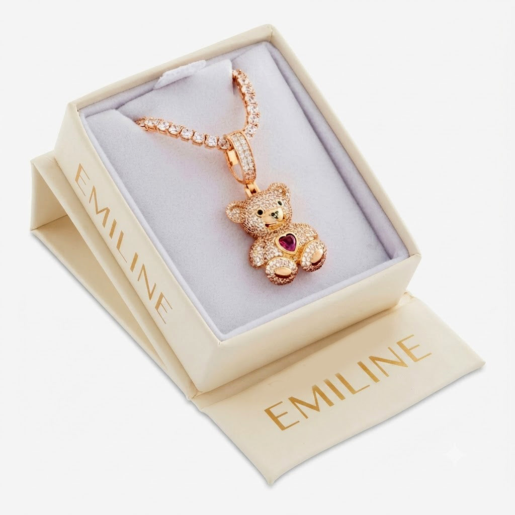 Teddy Bear Heart Diamond Pendant