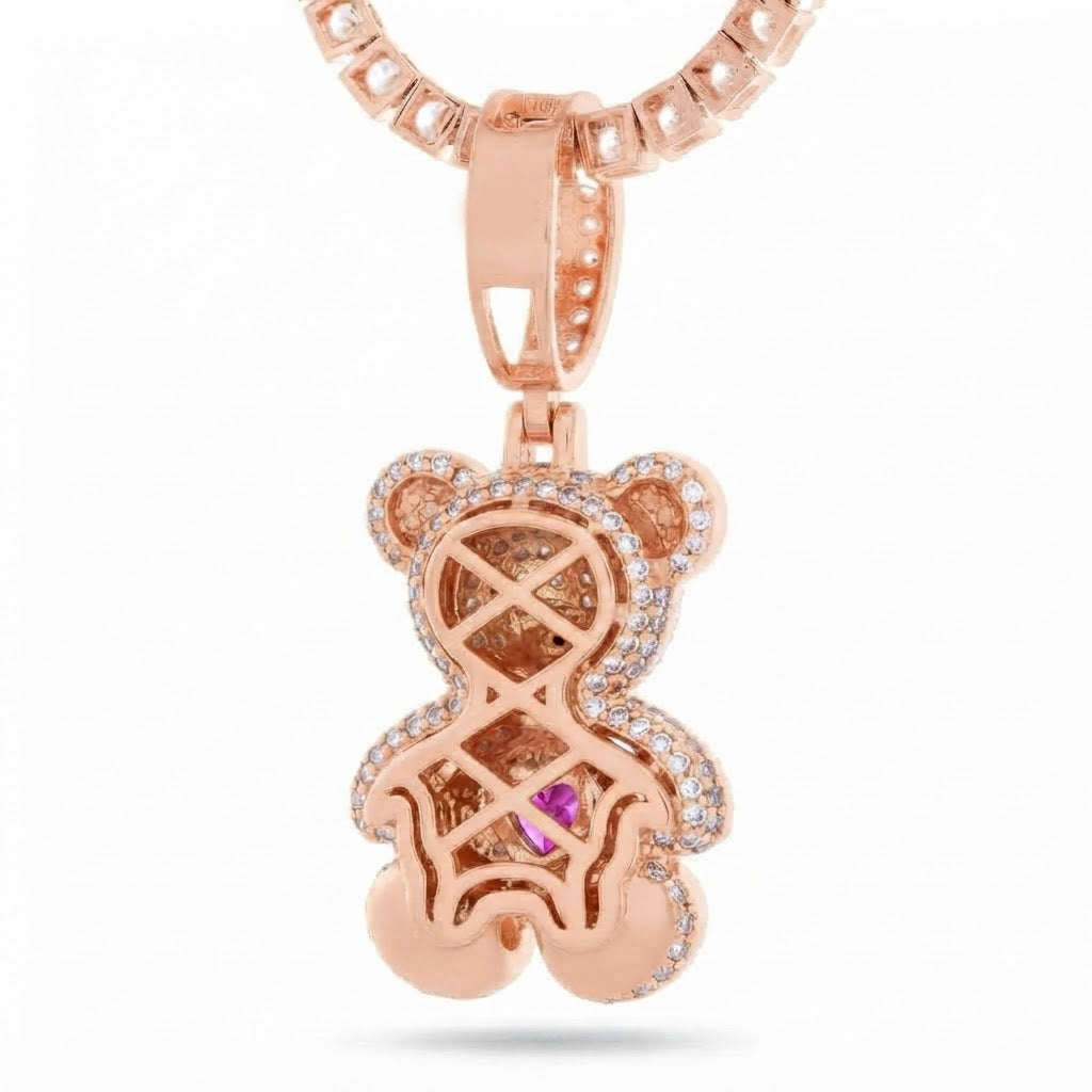 Teddy Bear Heart Diamond Pendant