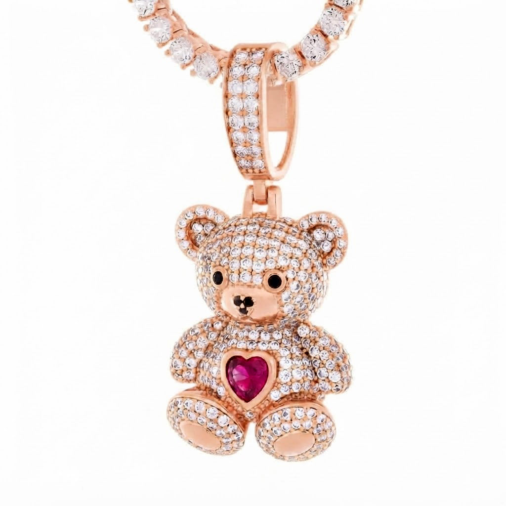 Teddy Bear Heart Diamond Pendant