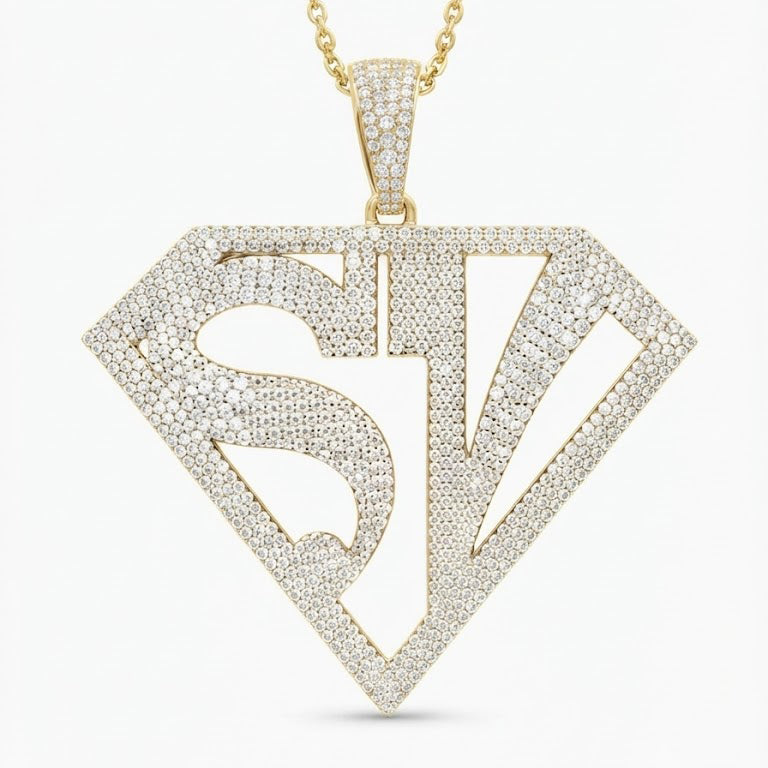 Diamond Shape Custom Letter Pendant