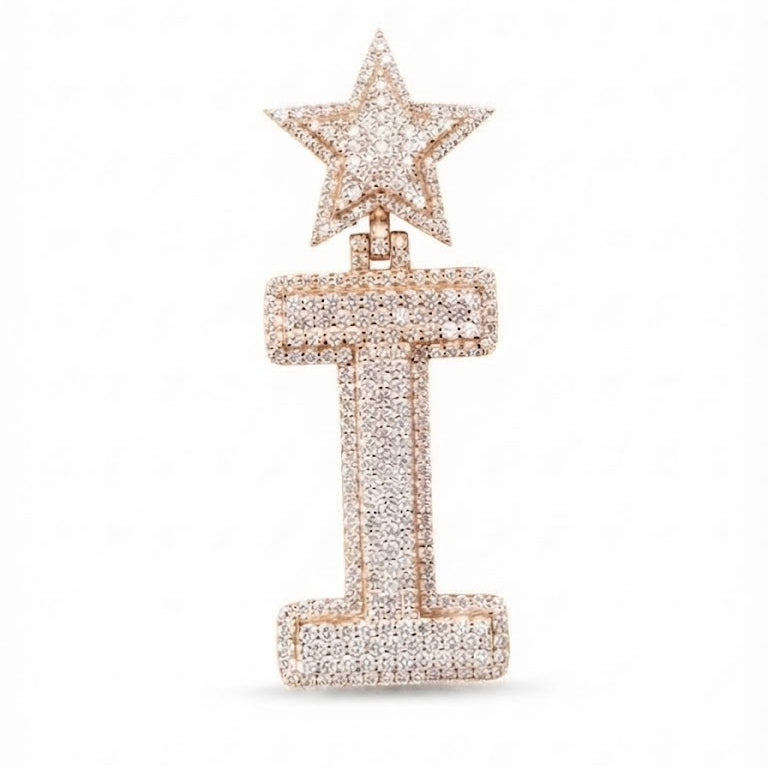 Star Letter " I " Diamond Pendant