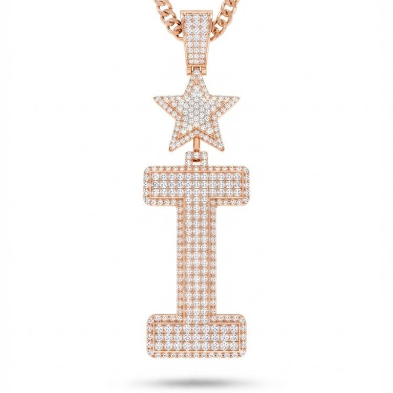 Star Letter " I " Diamond Pendant