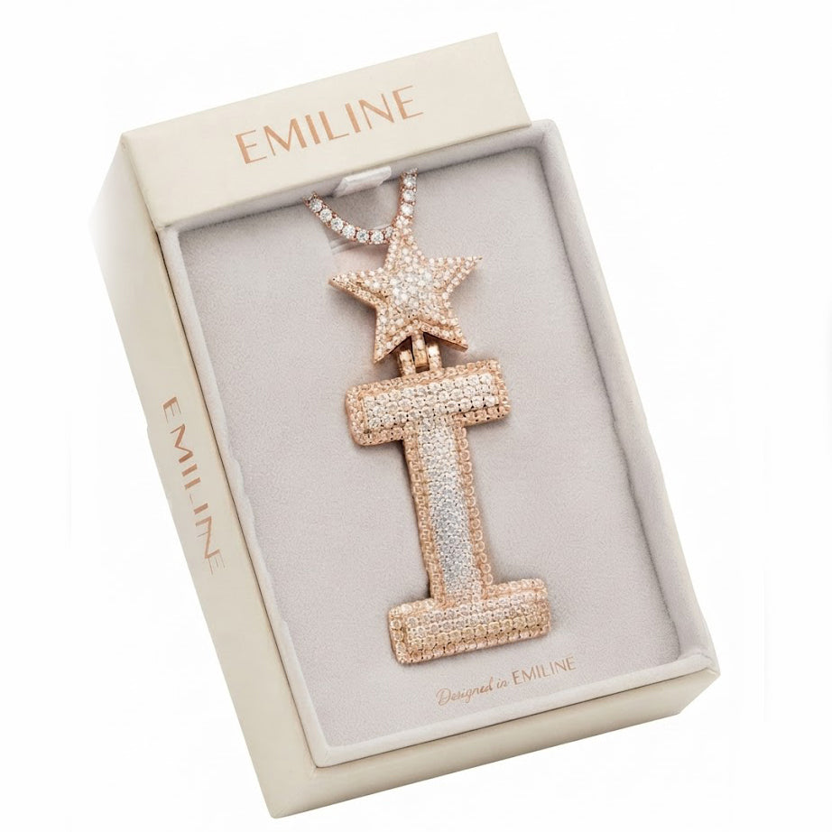 Star Letter " I " Diamond Pendant