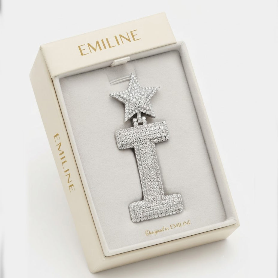 Star Letter " I " Diamond Pendant