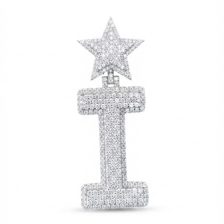 Star Letter " I " Diamond Pendant