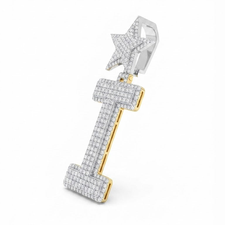 Star Letter " I " Diamond Pendant
