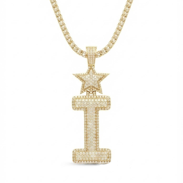 Star Letter " I " Diamond Pendant