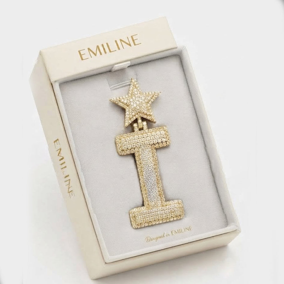 Star Letter " I " Diamond Pendant