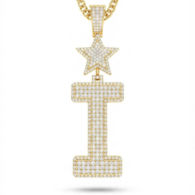 Star Letter " I " Diamond Pendant
