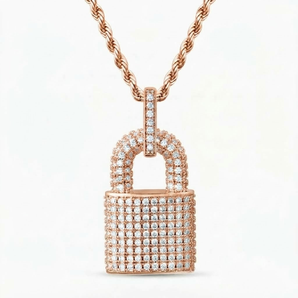 Padlock Diamond Pendant in 925 Silver