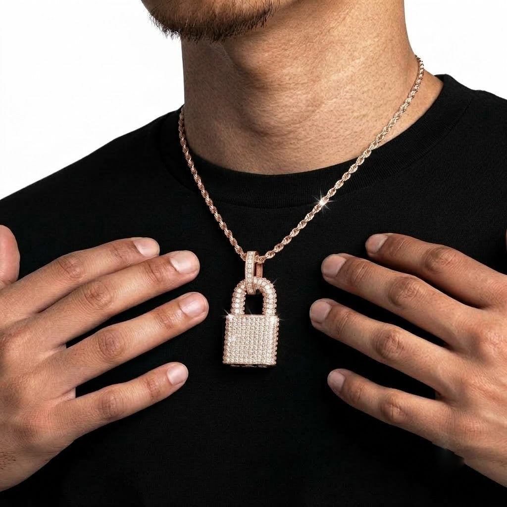 Padlock Diamond Pendant in 925 Silver