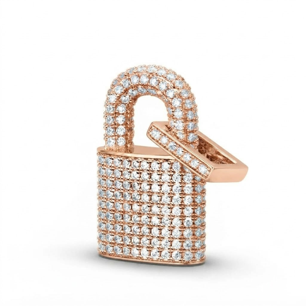 Padlock Diamond Pendant in 925 Silver