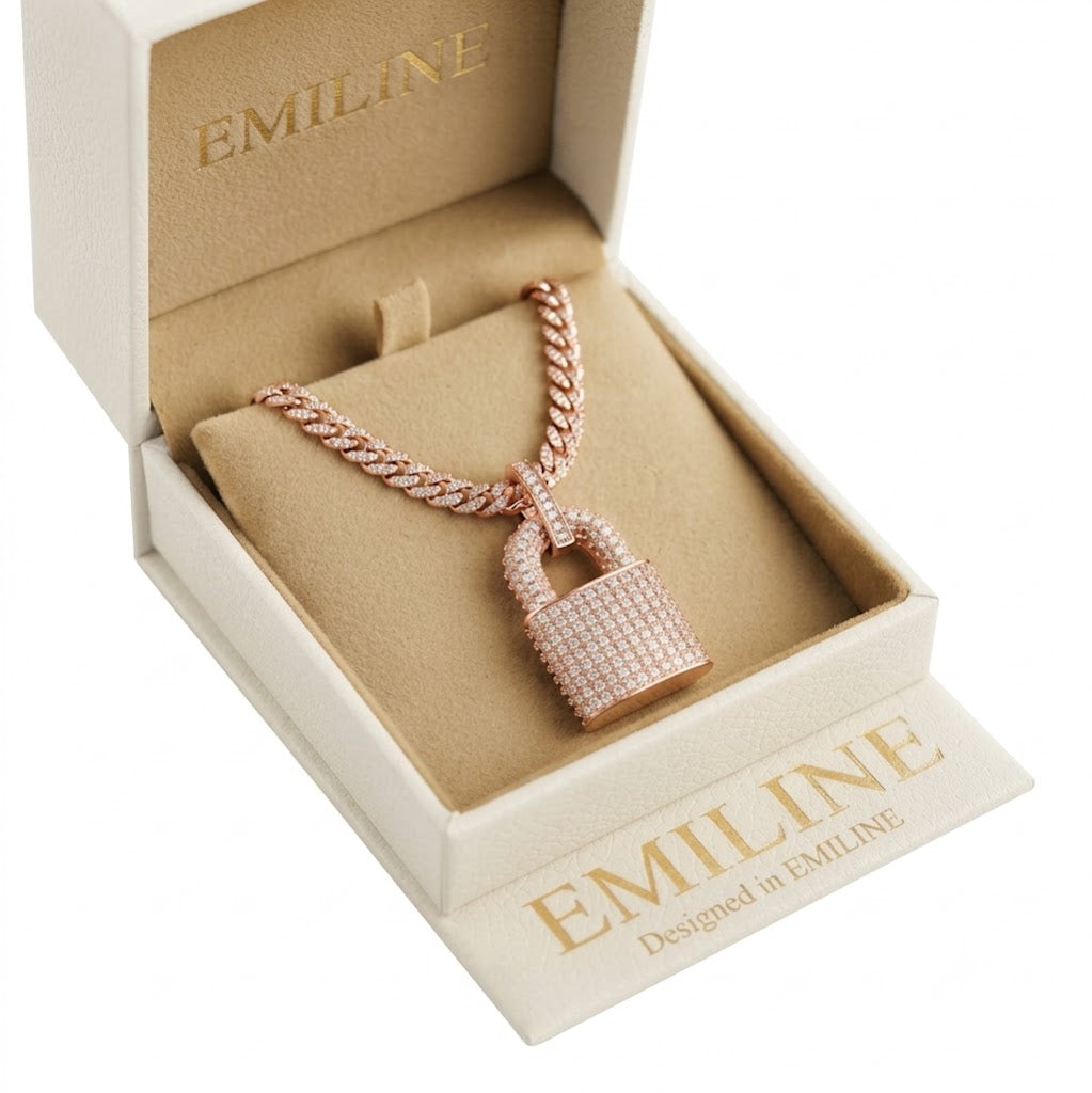 Padlock Diamond Pendant in 925 Silver