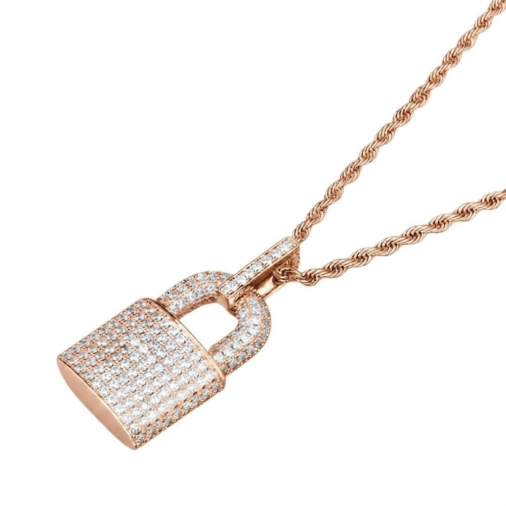 Padlock Diamond Pendant in 925 Silver