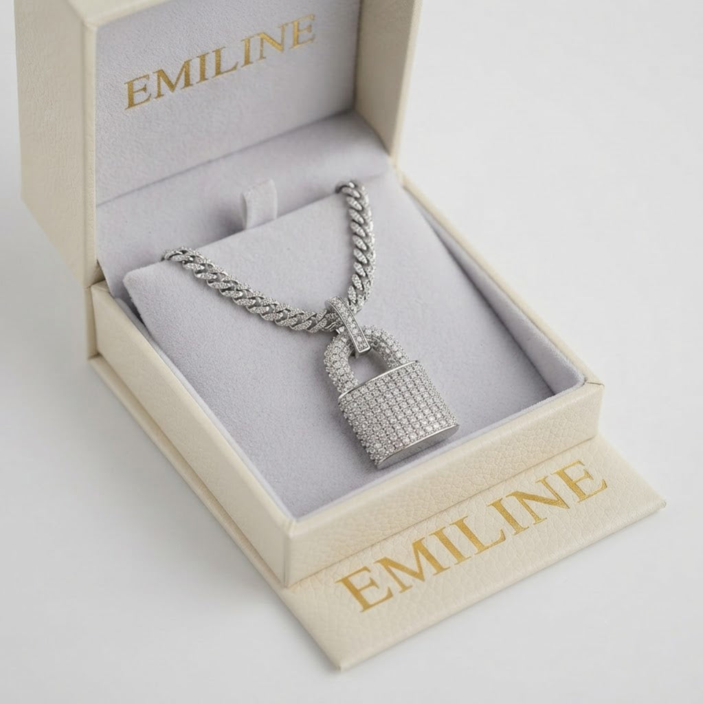 Padlock Diamond Pendant in 925 Silver