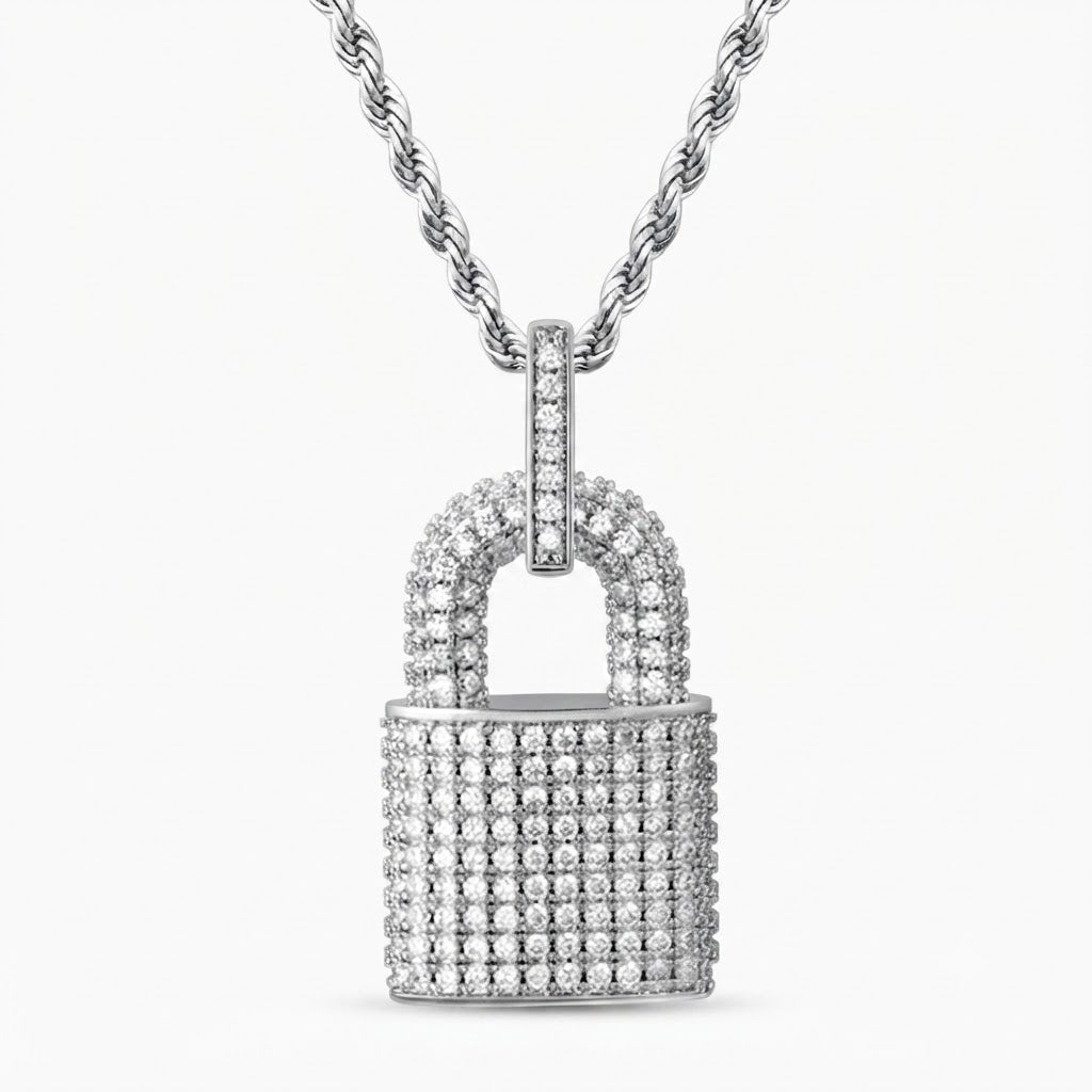 Padlock Diamond Pendant in 925 Silver