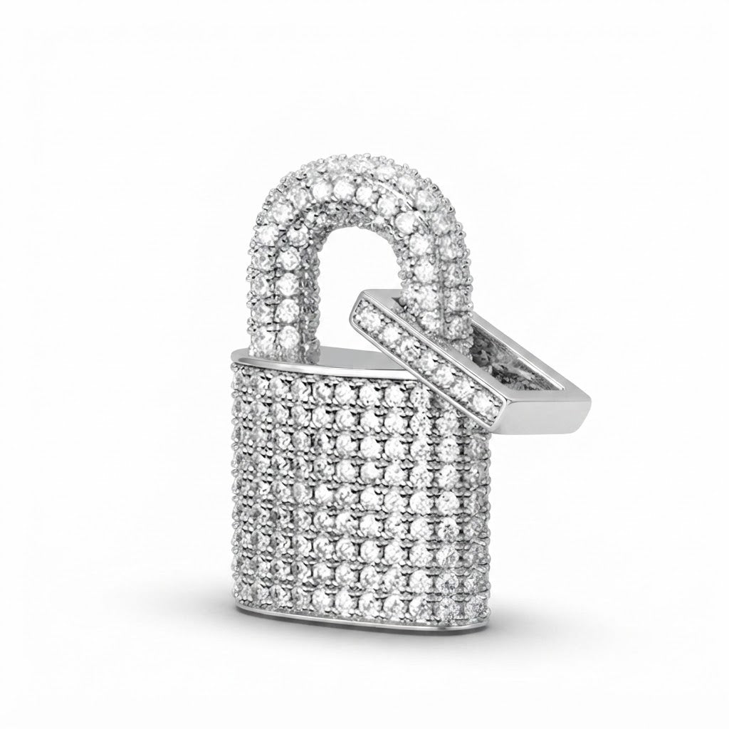 Padlock Diamond Pendant in 925 Silver