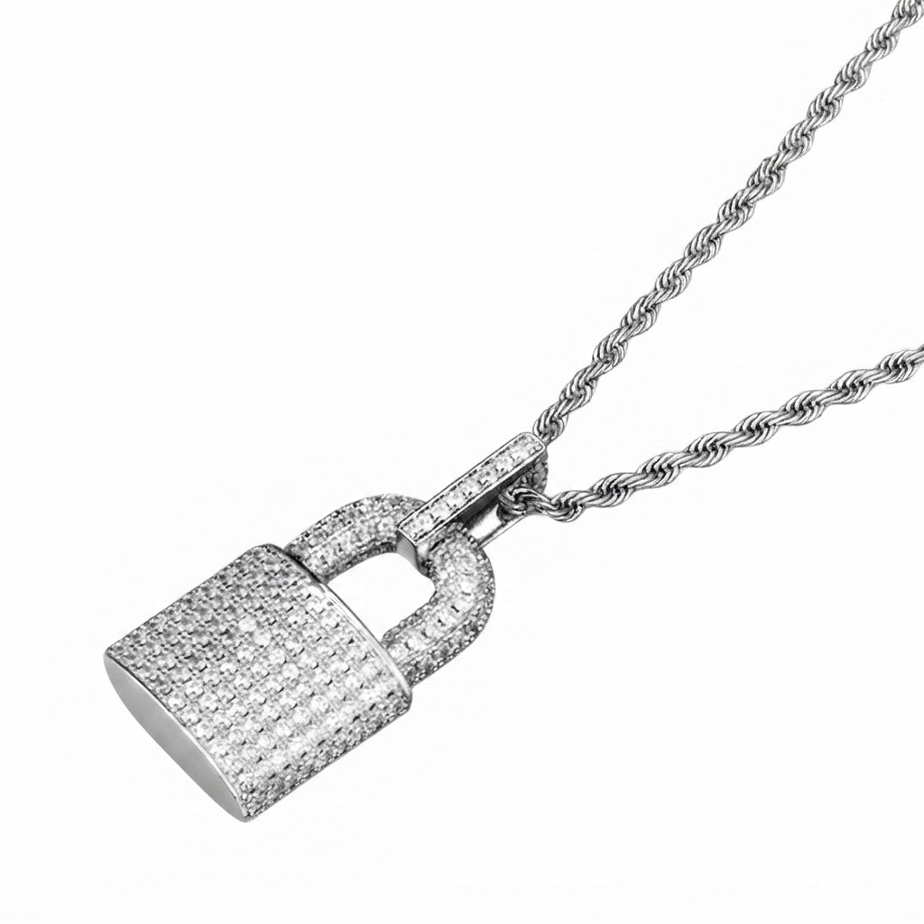 Padlock Diamond Pendant in 925 Silver