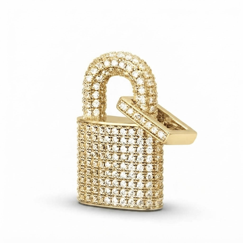 Padlock Diamond Pendant in 925 Silver