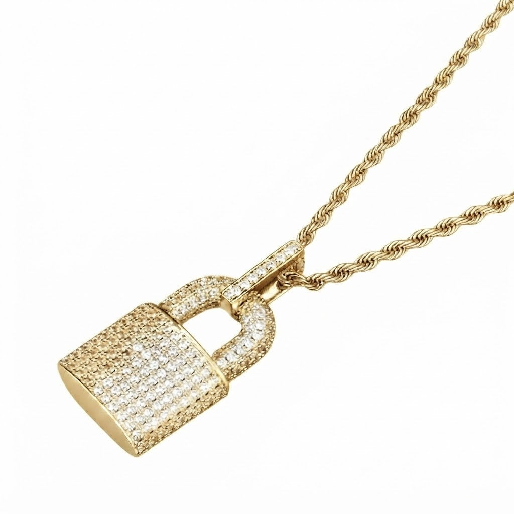 Padlock Diamond Pendant in 925 Silver