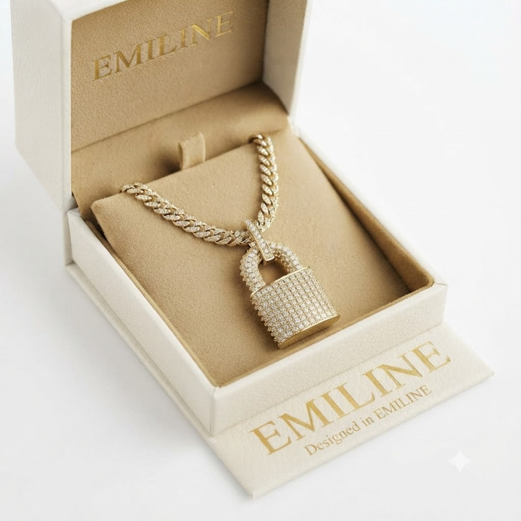 Padlock Diamond Pendant in 925 Silver