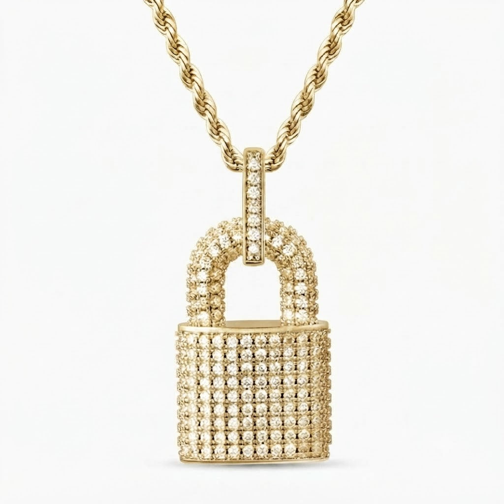 Padlock Diamond Pendant in 925 Silver
