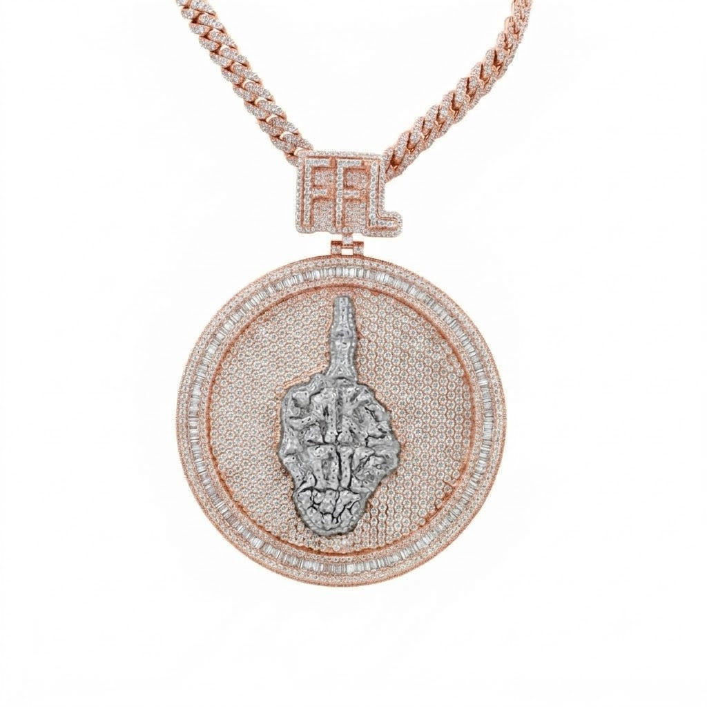 Custom Round Moissanite FFL Letter Pendant