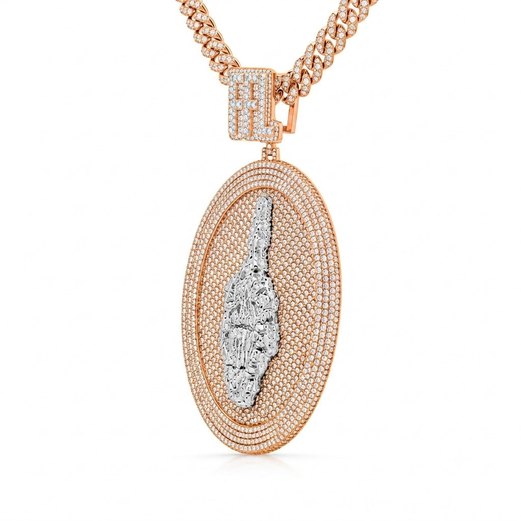 Custom Round Moissanite FFL Letter Pendant