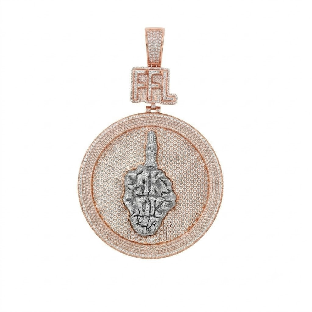 Custom Round Moissanite FFL Letter Pendant