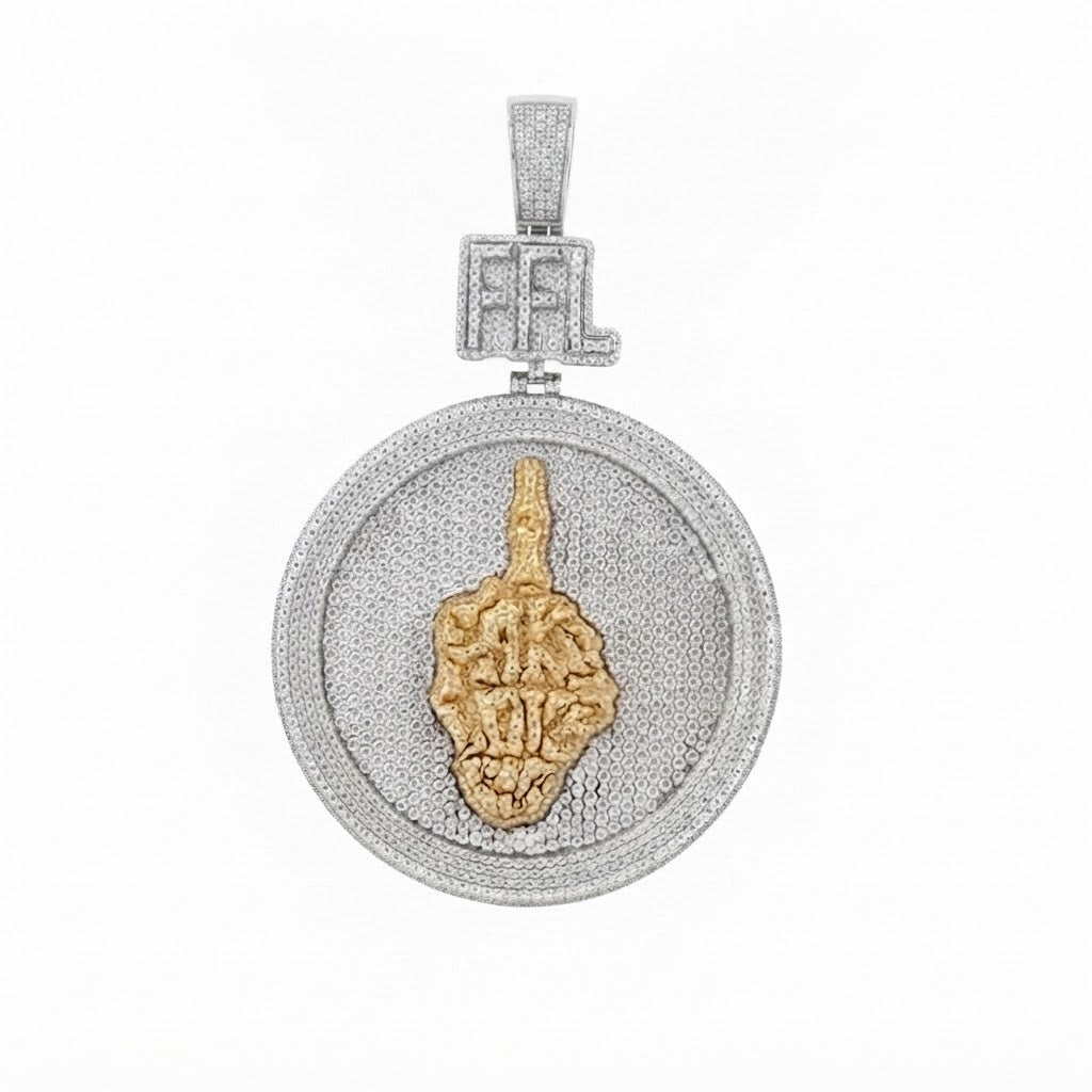 Custom Round Moissanite FFL Letter Pendant