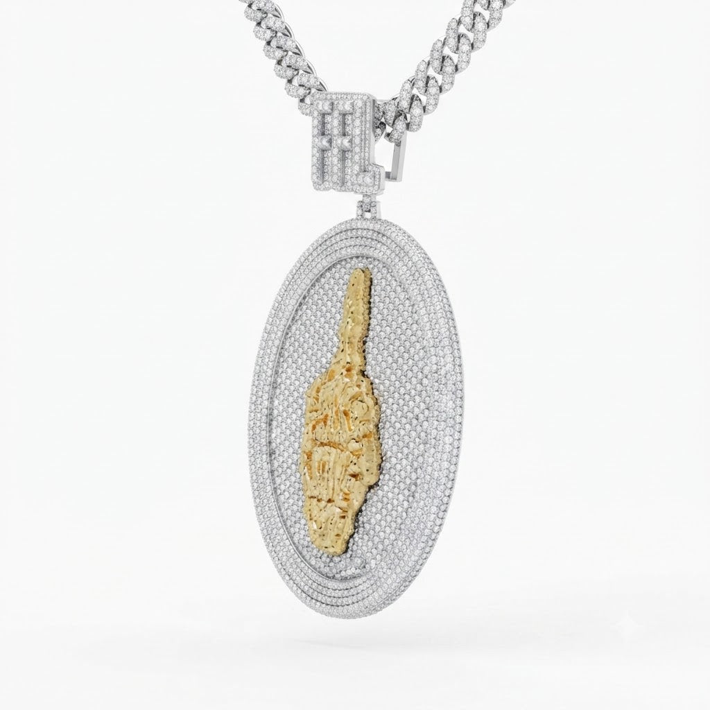 Custom Round Moissanite FFL Letter Pendant