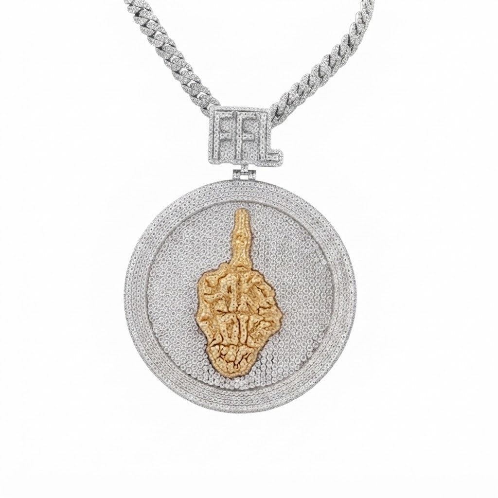 Custom Round Moissanite FFL Letter Pendant