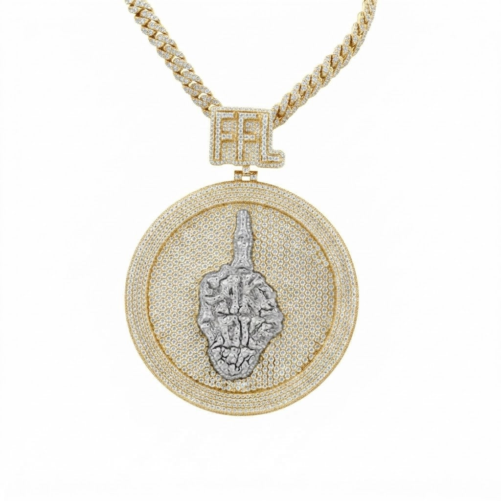 Custom Round Moissanite FFL Letter Pendant