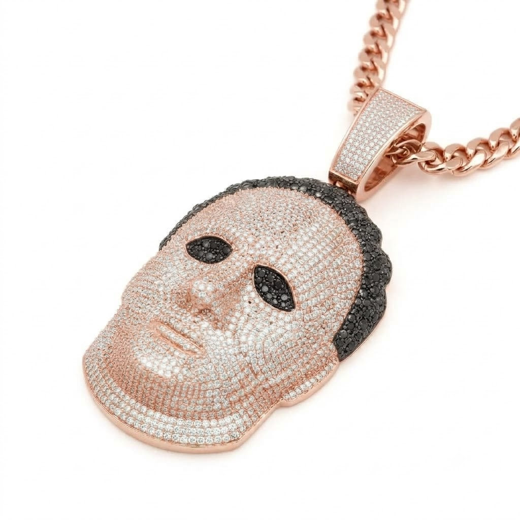 Male Face Portrait Diamond Pendant