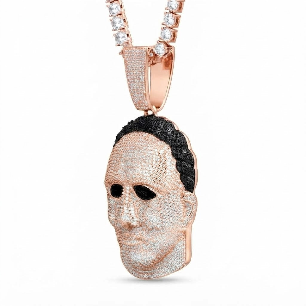Male Face Portrait Diamond Pendant