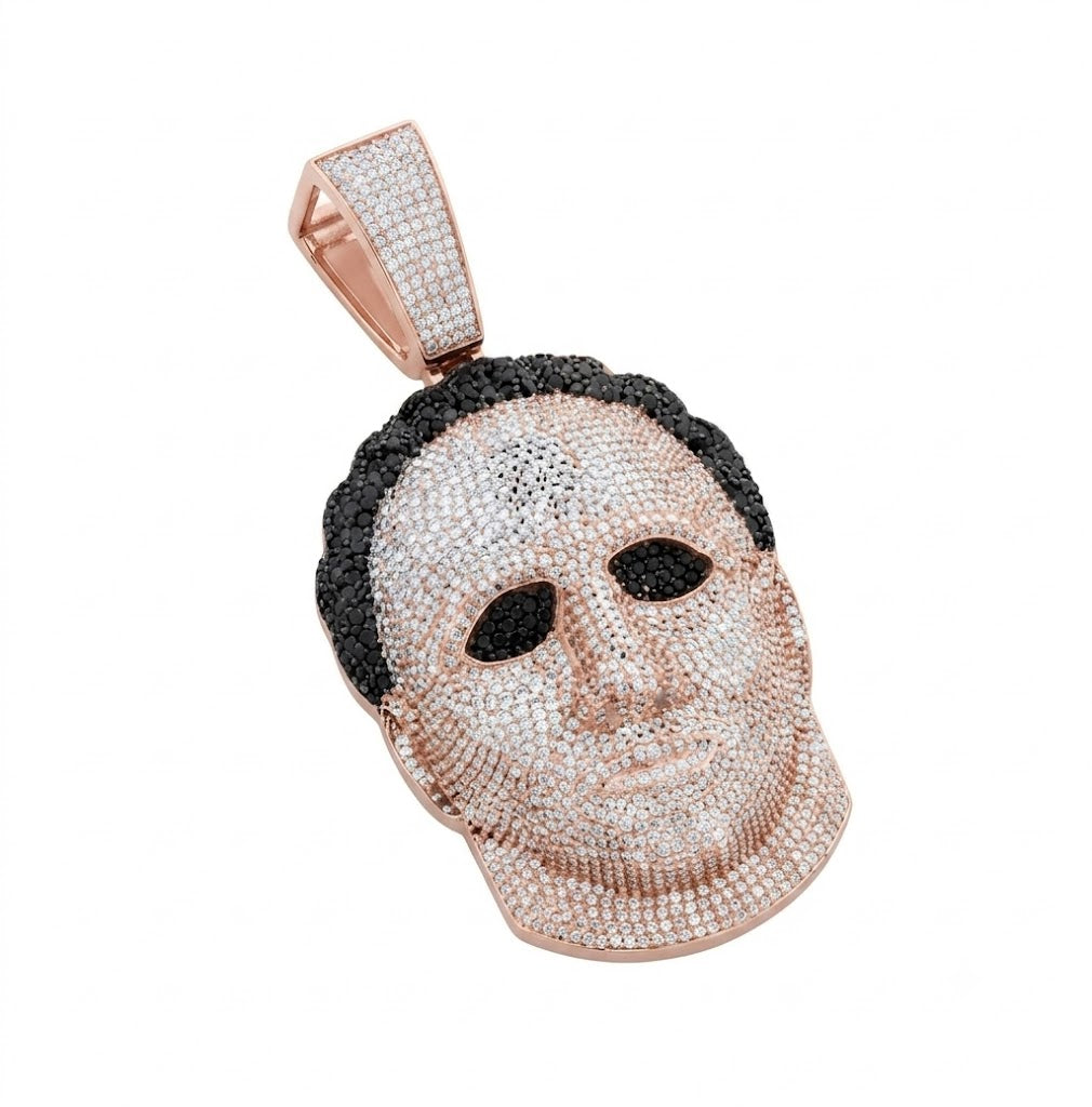 Male Face Portrait Diamond Pendant