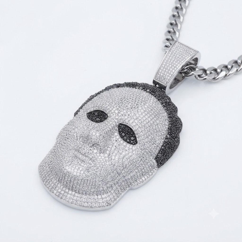 Male Face Portrait Diamond Pendant