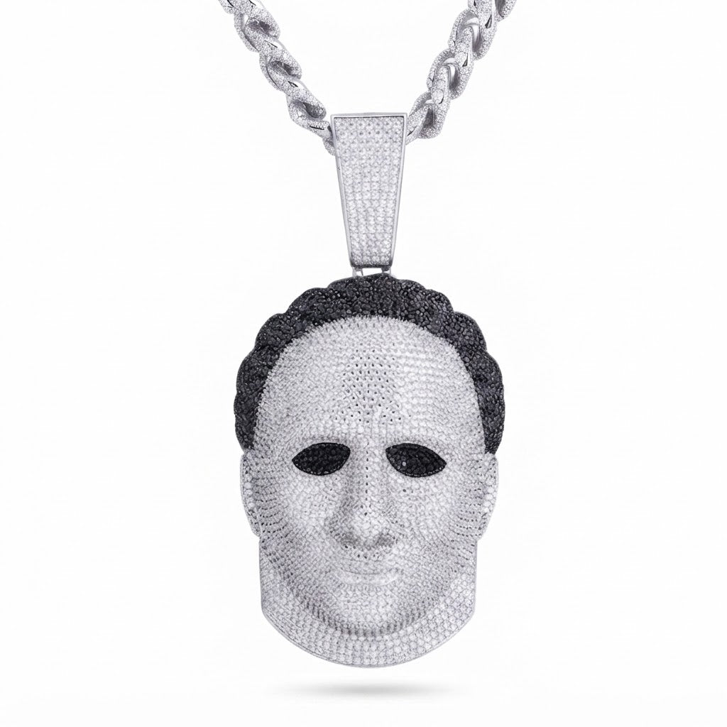 Male Face Portrait Diamond Pendant